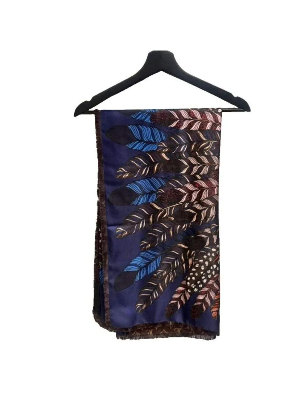 Louis Vuitton Carre Jean Love Bird Scarf Reversible Shawl Brown Navy